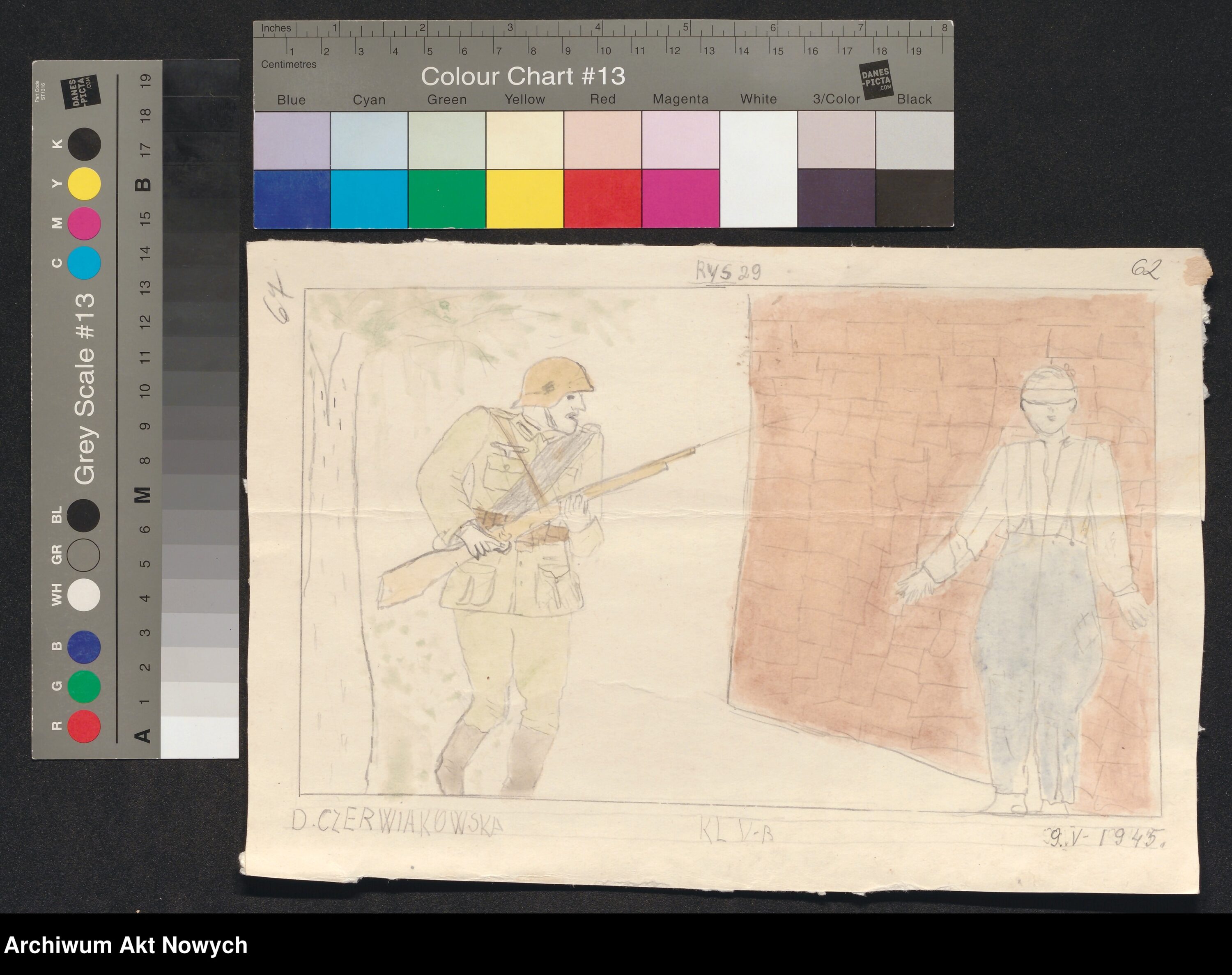 Rysunek D. Czerwiakowskiej, dziewczynki, która przeżyła niemiecką okupację. Źródło: Archiwum Akt Nowych. Sygnatura rys. 2/283/0/2.22/1841